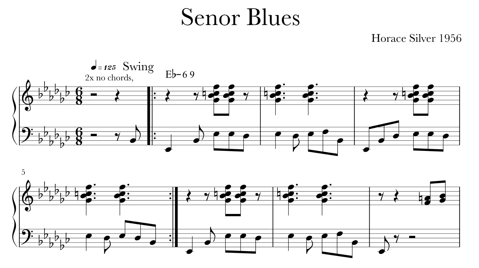 Senor Blues Horace Silver Jazz For Piano