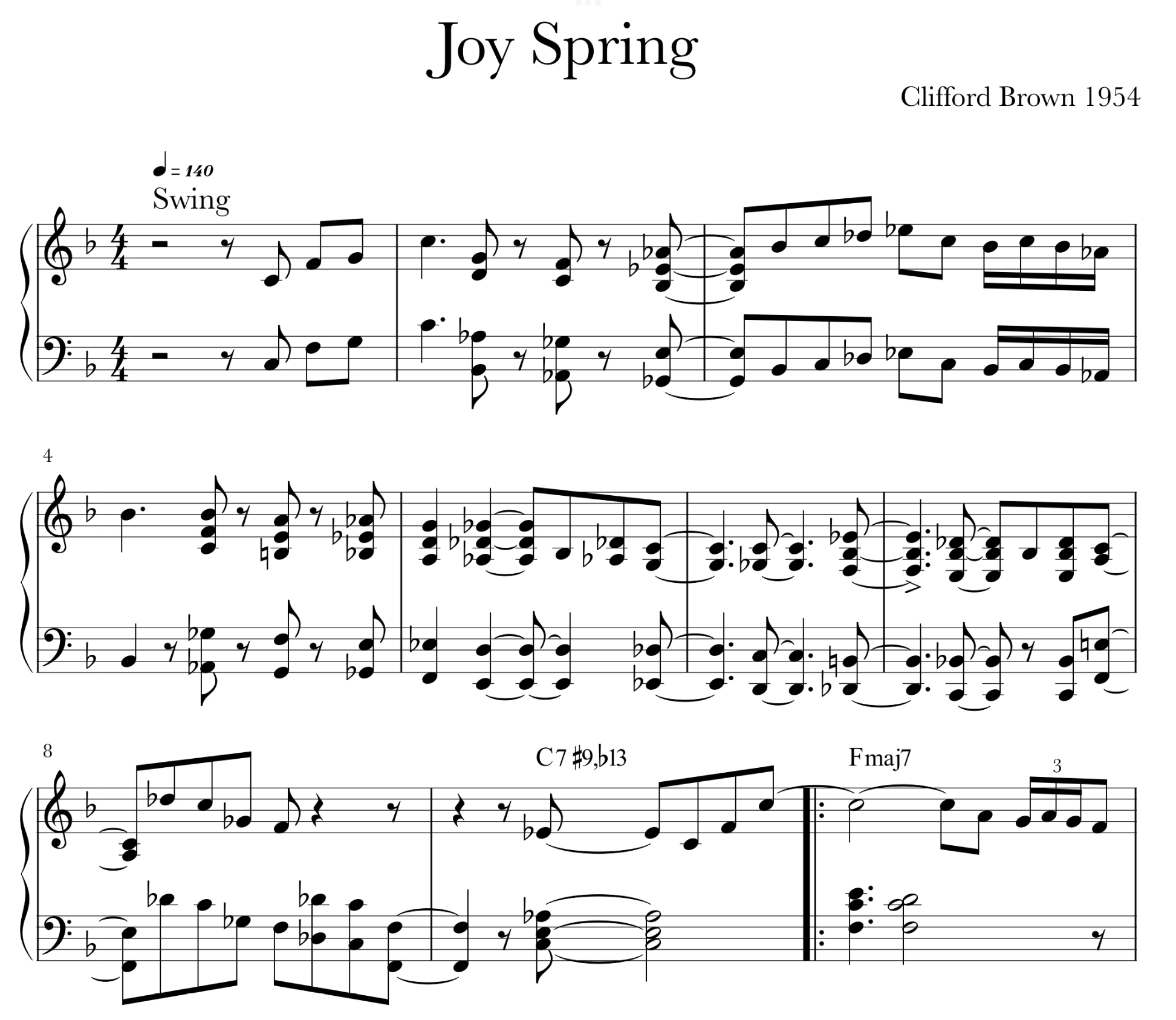 Joy Spring Clifford Brown | Jazz For Piano